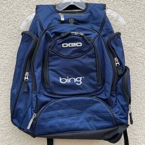 OGIO Blue Black Metro Backpack Bing Logo Embroidery